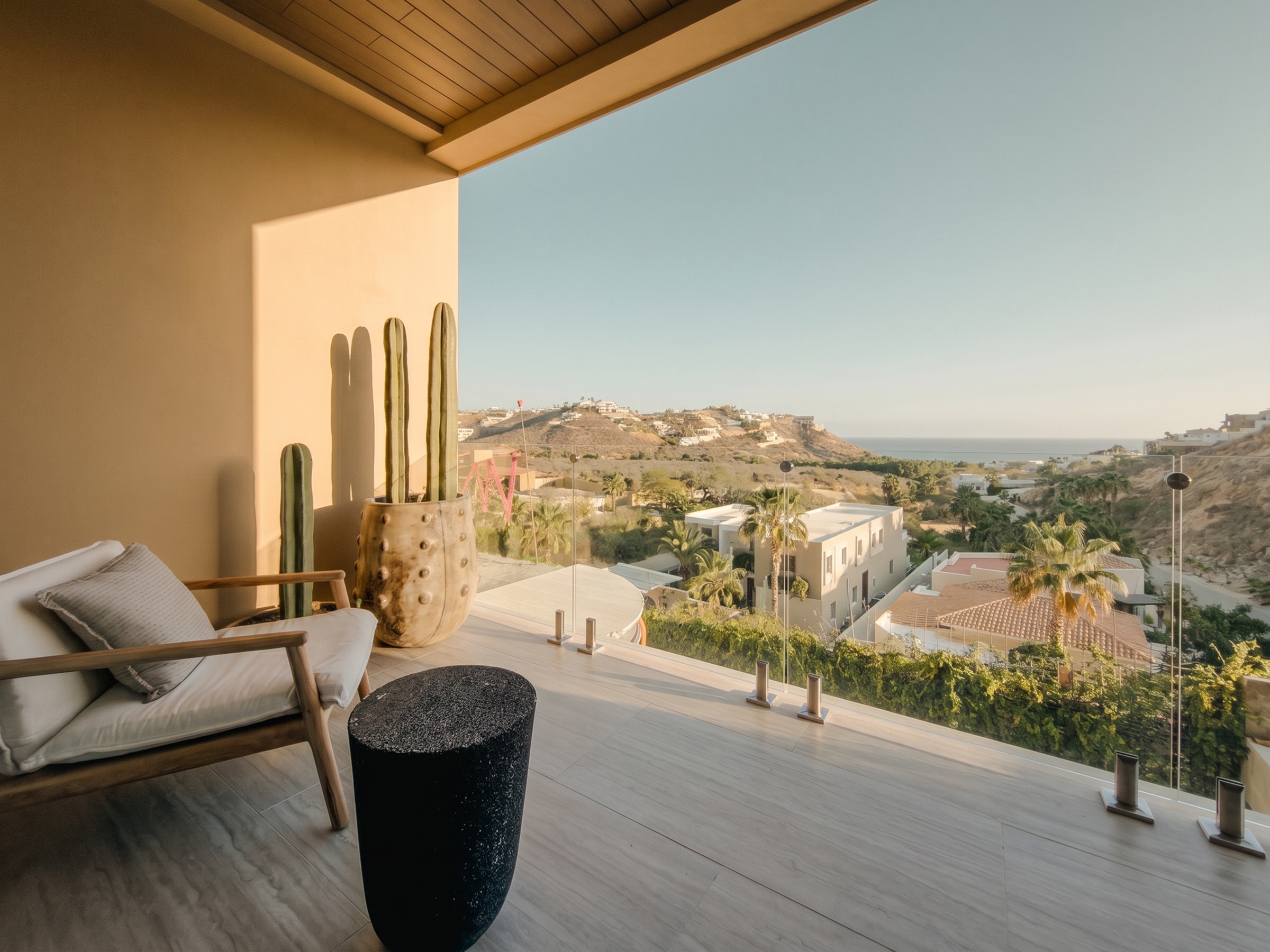 Terraza real del condo muestra de Santarena en San José del Cabo